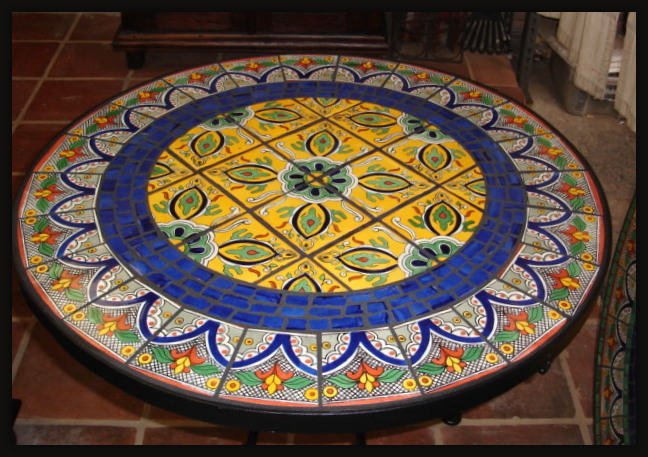 Mosaic outdoor table, Tile patio table, Talavera table