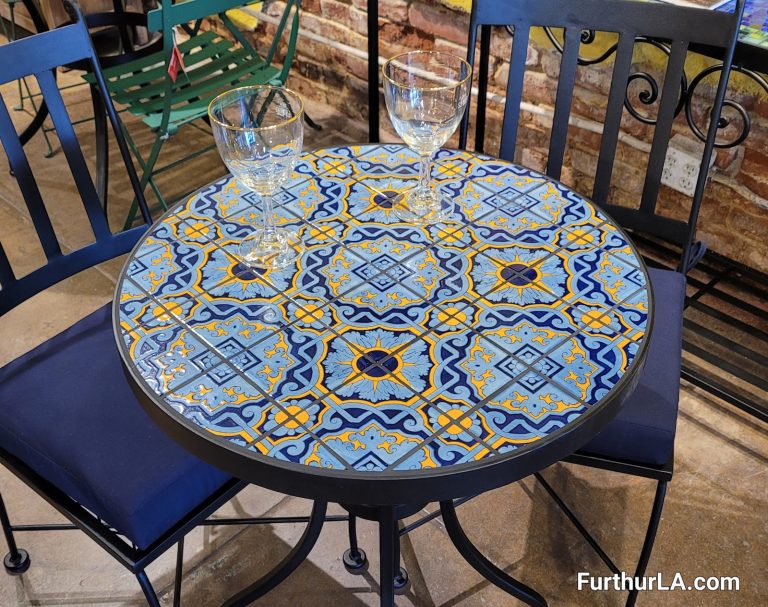 Tile outdoor bistro table for two