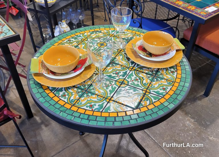 round outdoor tile mosaic table