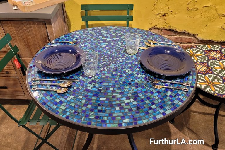Glass mosaic table by Furthur Funiture Los Angeles