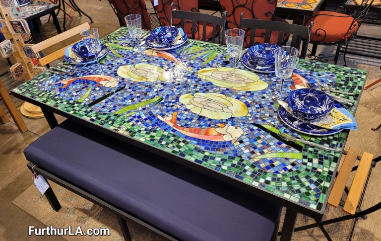 outdoor glass mosaic dining table