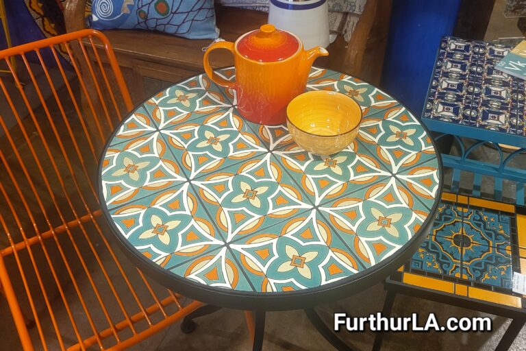 mid century malibu tile round patio table