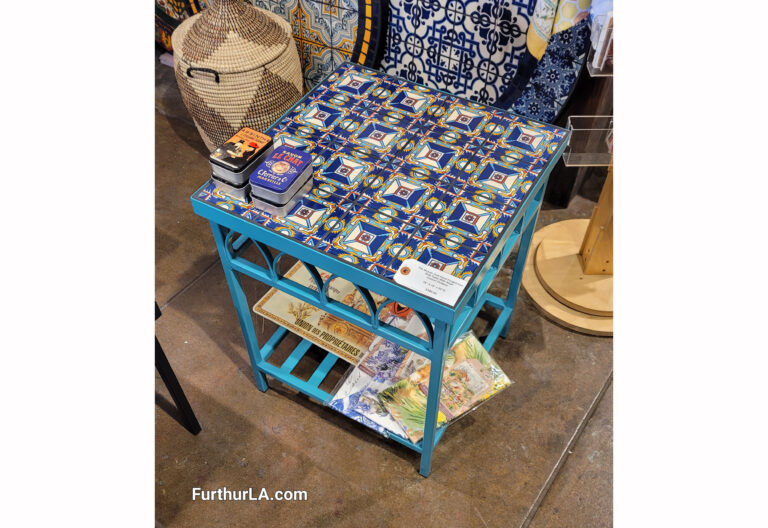 tile and wrought iron patio side table