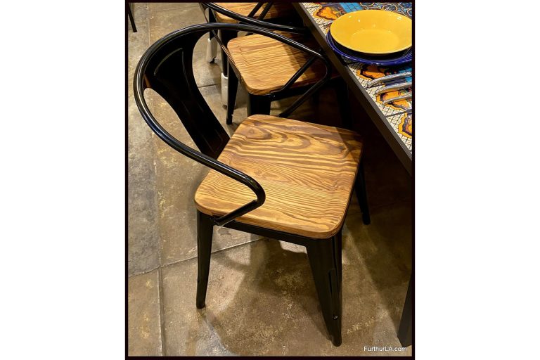 Stackable wood and metal chair from Furthur furniture