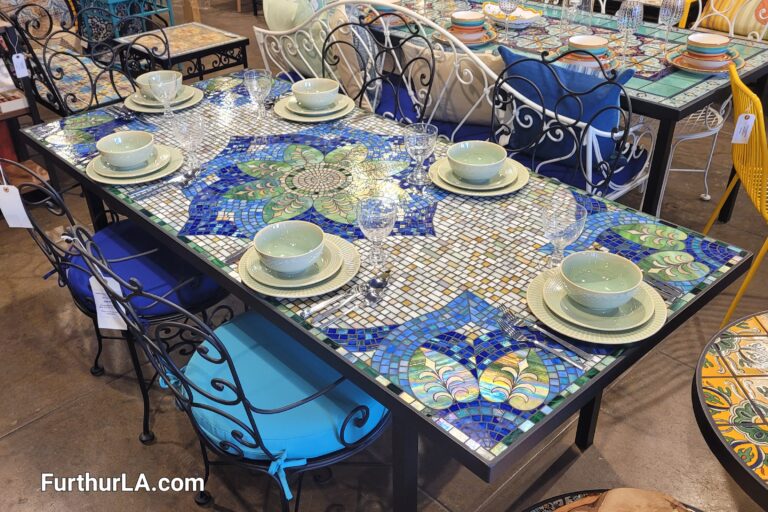 Glass mosaic outdoor patio dining table