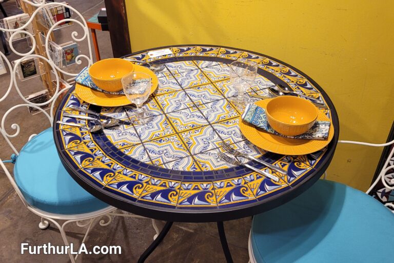 Outdoor tile patio table round