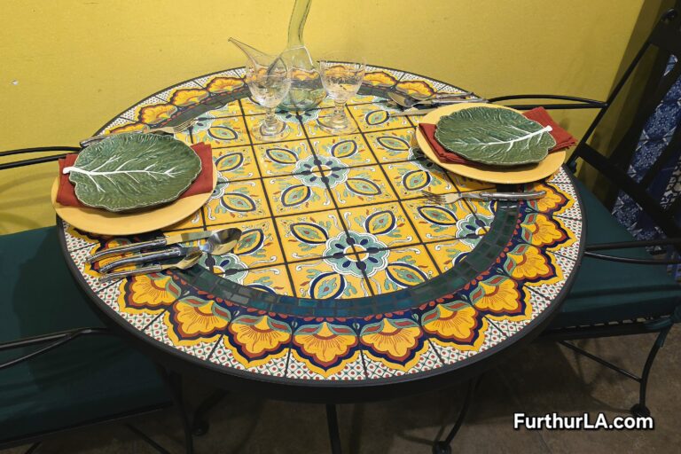 Outdoor tile patio garden dining table