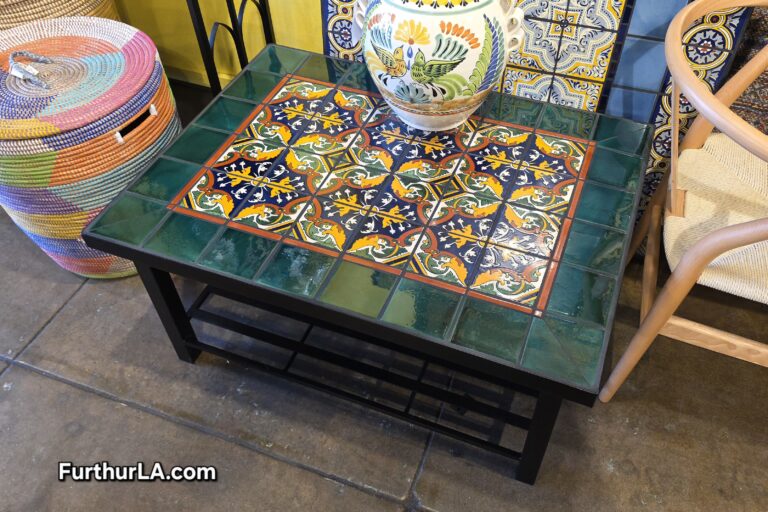 Tile and wrought iron coffee table