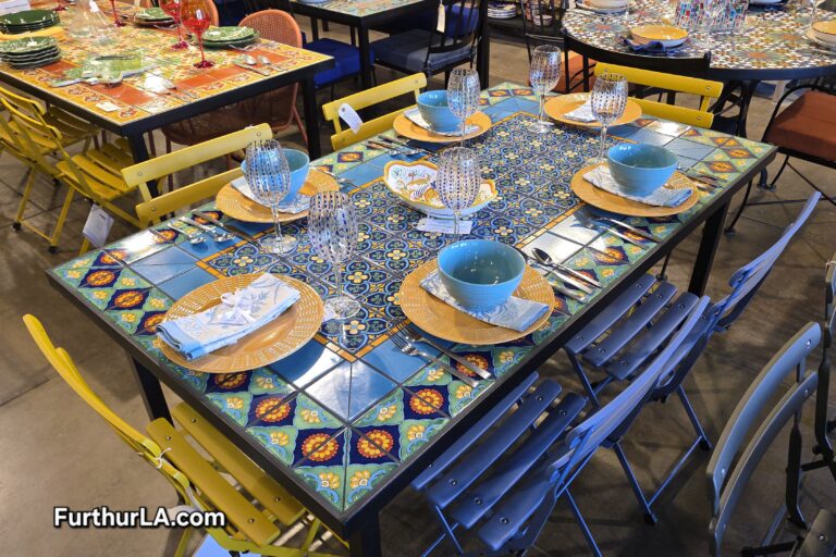 Outdoor tile patio garden table