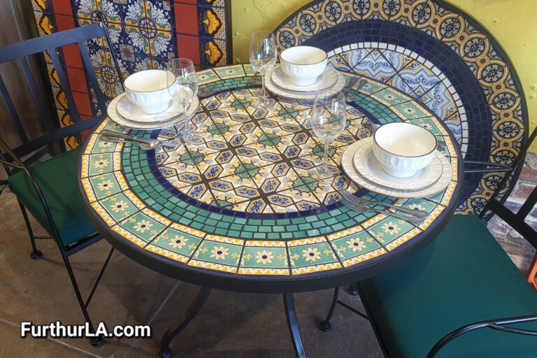 Round ceramic tile patio or kitchen table