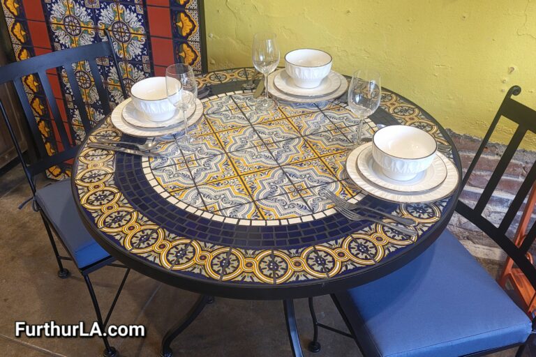 Round ceramic tile outdoor table