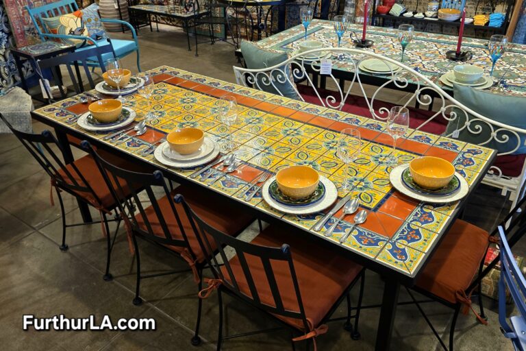 Colorful tile top outdoor patio table