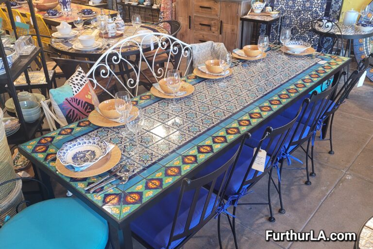 Large outdoor patio garden tile top table