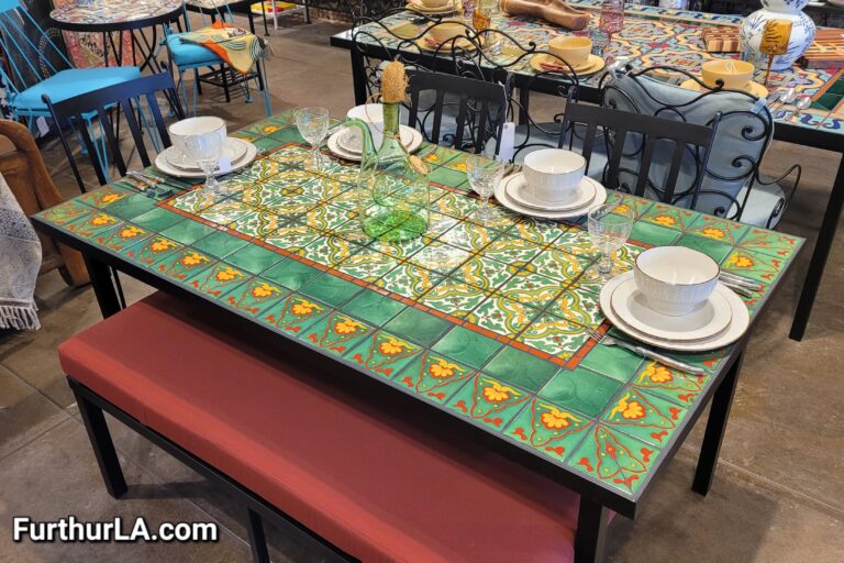 Outdoor tile top patio garden table