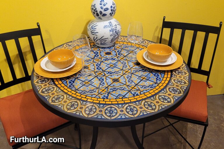 Round talavera Mexican tile outdoor or kitchen table