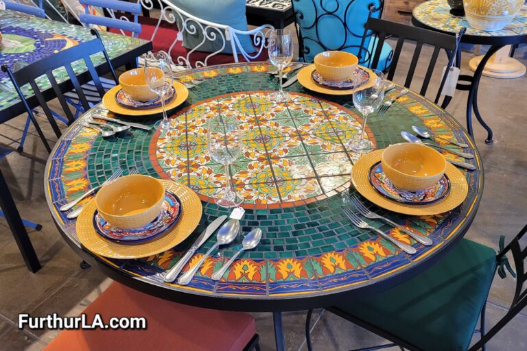 large mosaic outdoor patio tile table