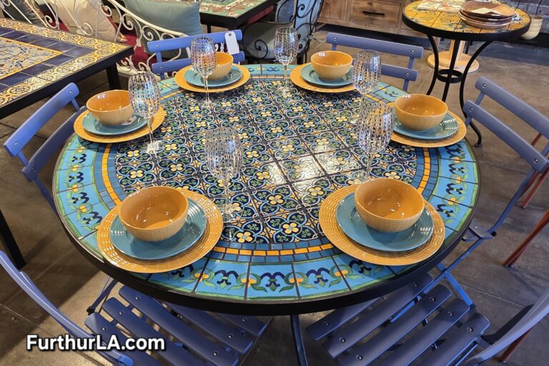 Spanish style tile outdoor dining table