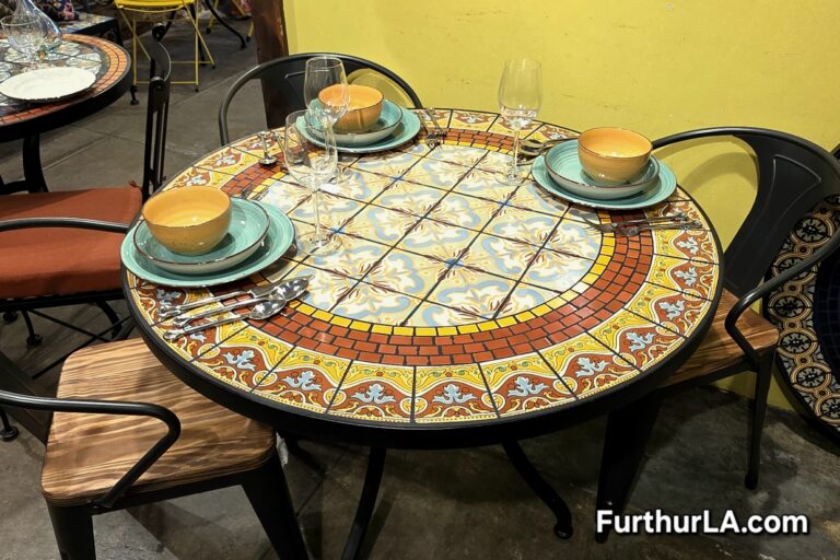 Outdoor round Spanish style tile outdoor table