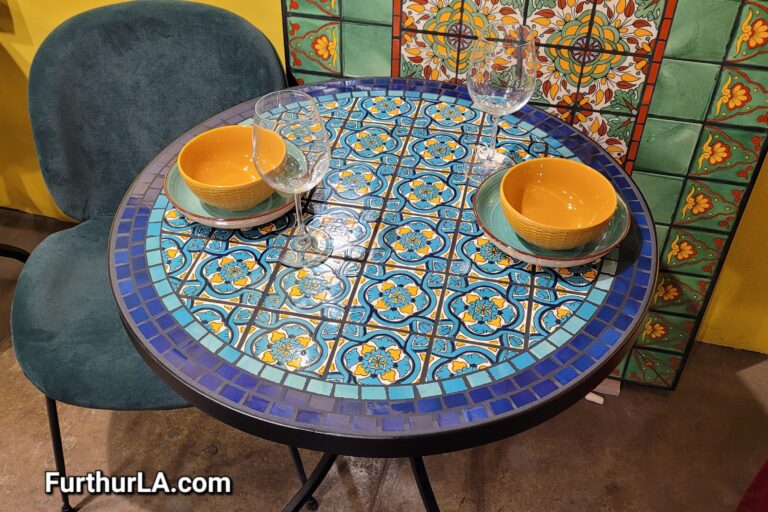 Round tile patio or kitchen table ceramic tile