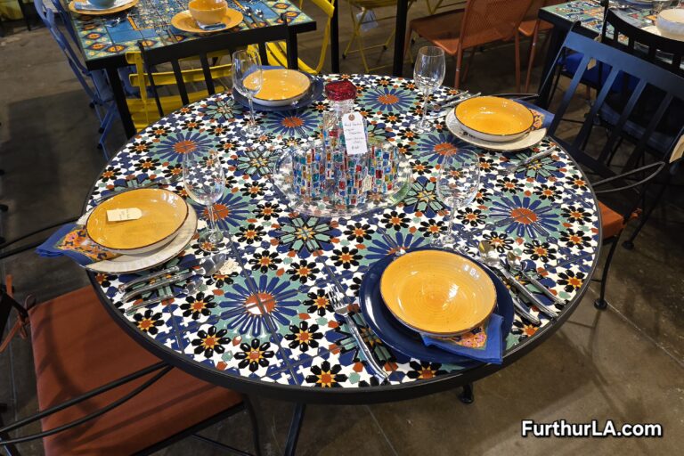 Malibu tile round colorful outdoor table
