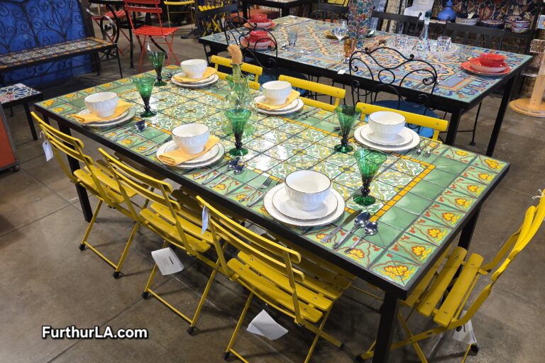 Large outdoor tile mosaic table