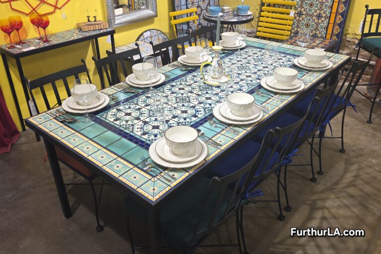 Large outdoor tile Provence style patio table