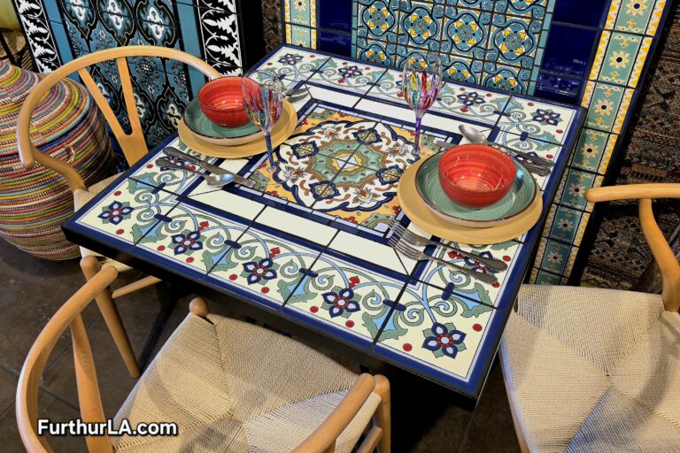 Malibu tile outdoor dining patio table