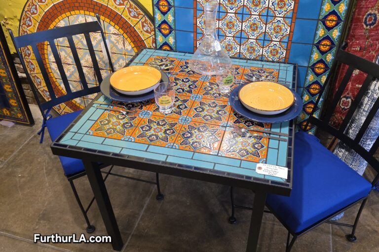 Hand painted colorful tile outdoor patio table