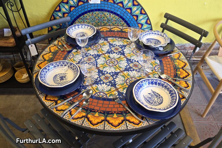 Talavera tile outdoor round table