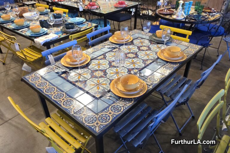 Outdoor tile mosaic patio dining table