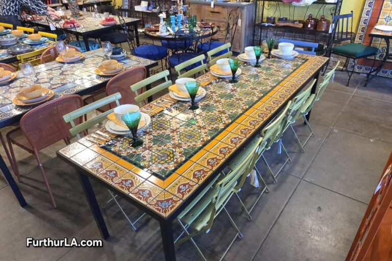 Large outdoor tile mosaic hand painted dining table