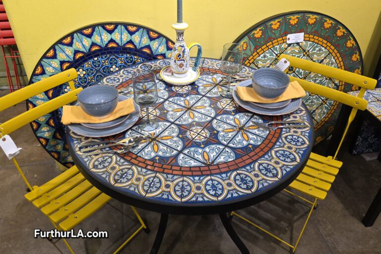 Colorful outdoor or kitchen tile table.