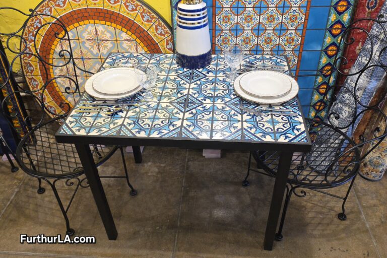 Colorful outdoor or kitchen nook tile top table