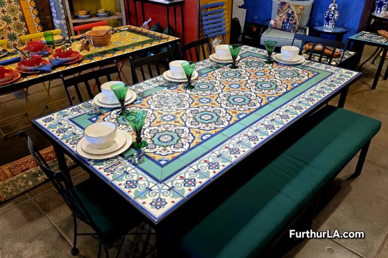Large Malibu Tile outdoor patio table.