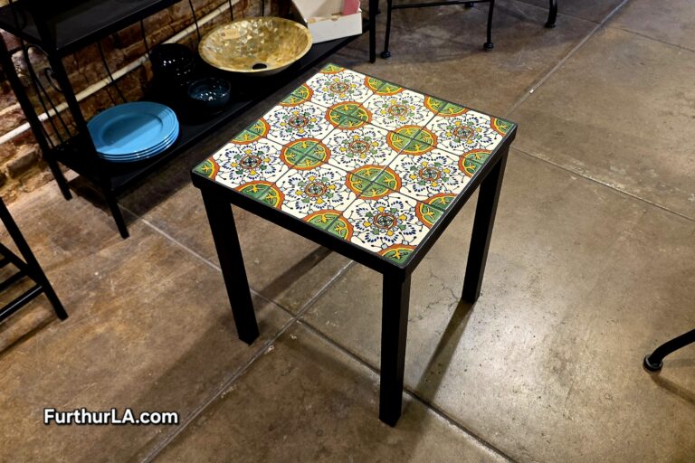 Hand made outdoor tile top side table