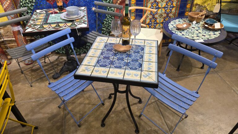 Square outdoor tile patio bistro table