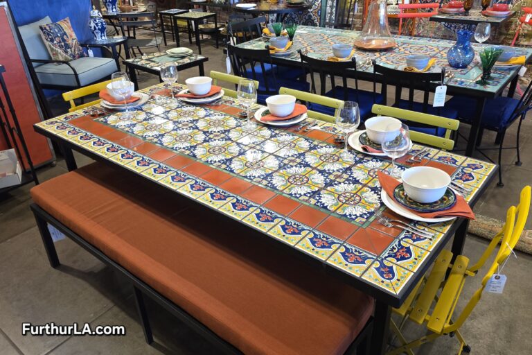large outdoor tile patio dining table