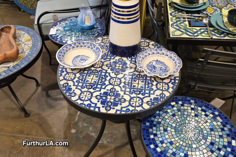 Delftware tile outdoor patio table