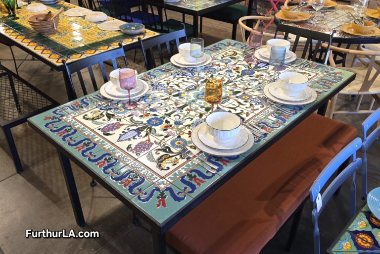 Hand painted outdoor tile patio table