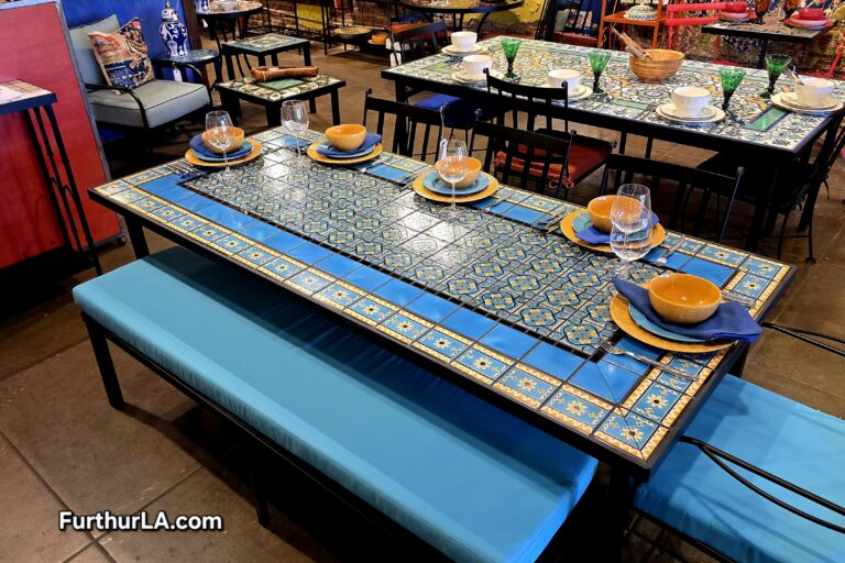 Large outdoor tile top patio dining table