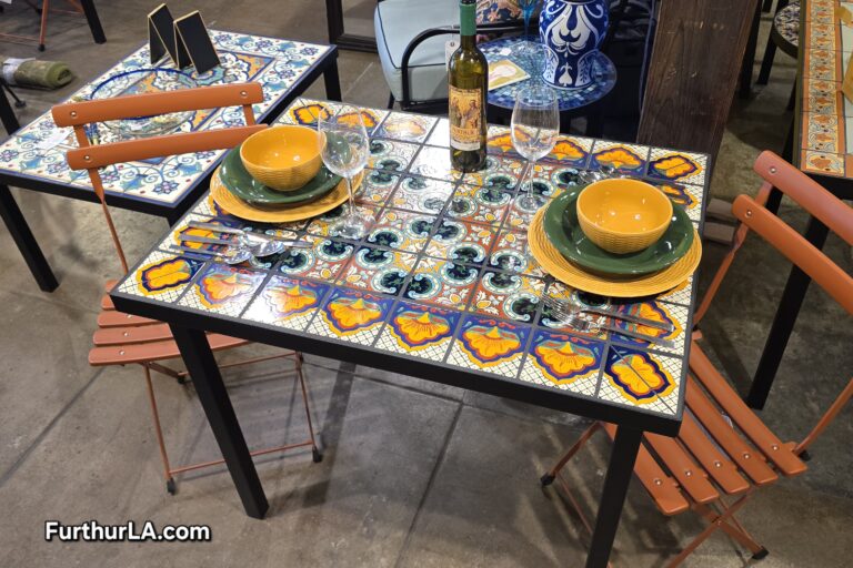 colorful tile patio outdoor dining table