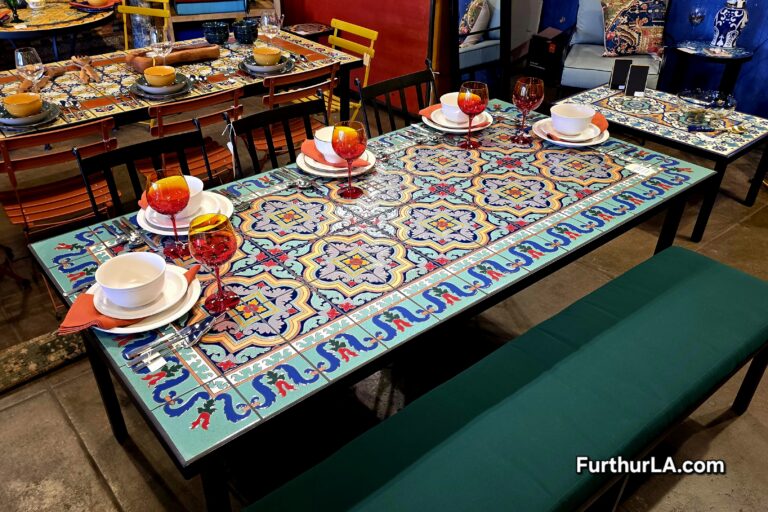 Colorful Malibu Tile outdoor patio table