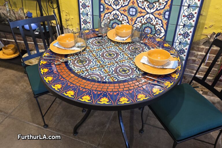 Outdoor tile mosaic patio table