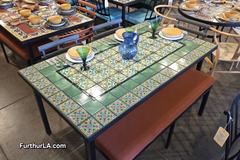 Outdoor tile patio dining table